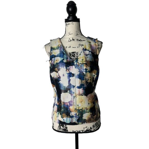 Robert Rodriguez SZ M sleeveless abstract floral blouse - Picture 3 of 4